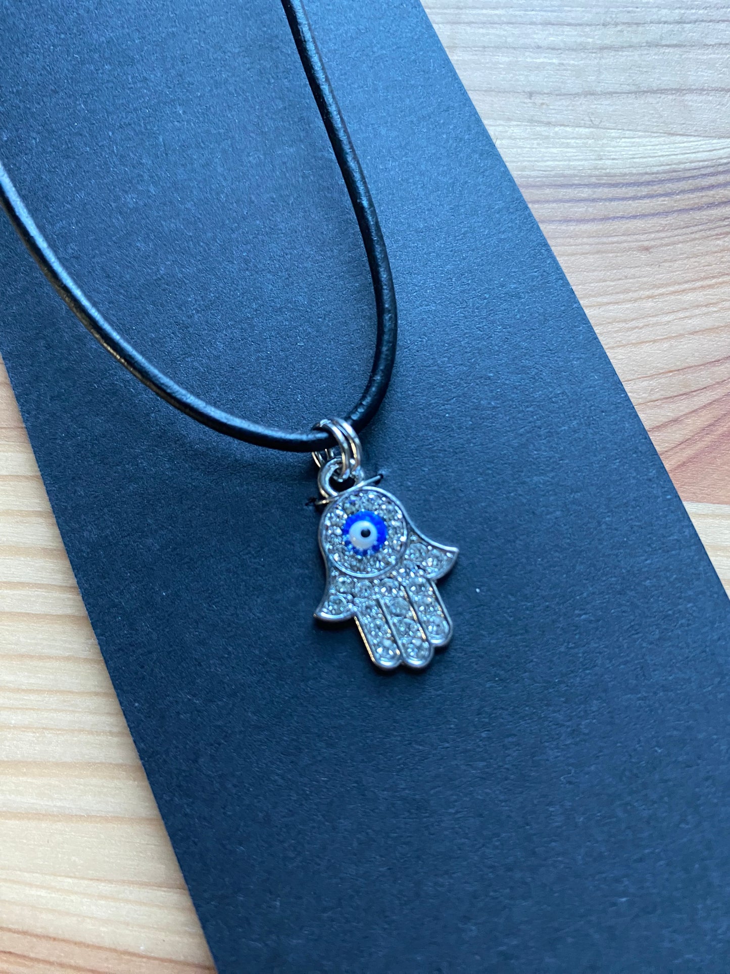 Hamsa with evil eye necklace and earring set