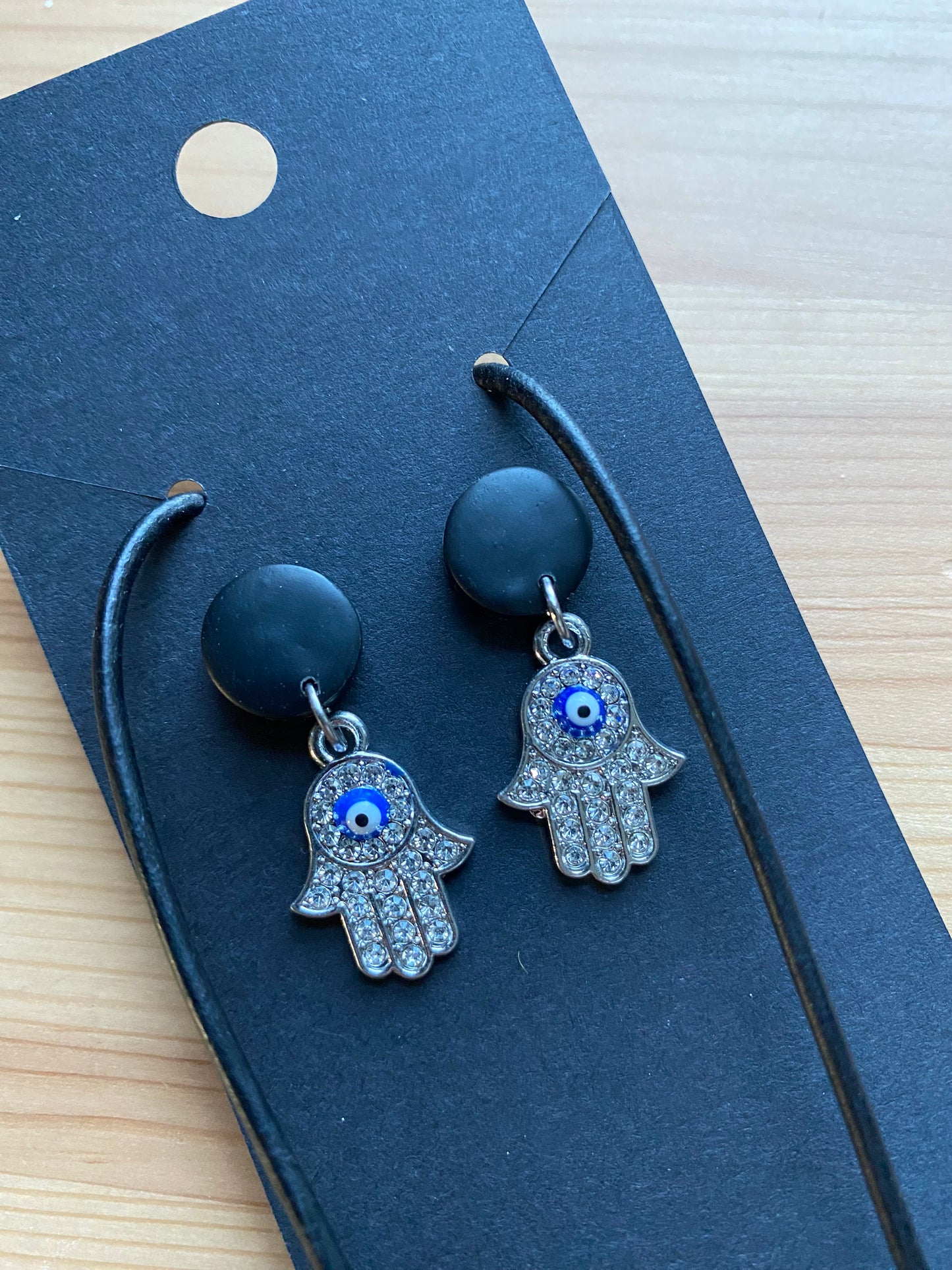 Hamsa with evil eye necklace and earring set