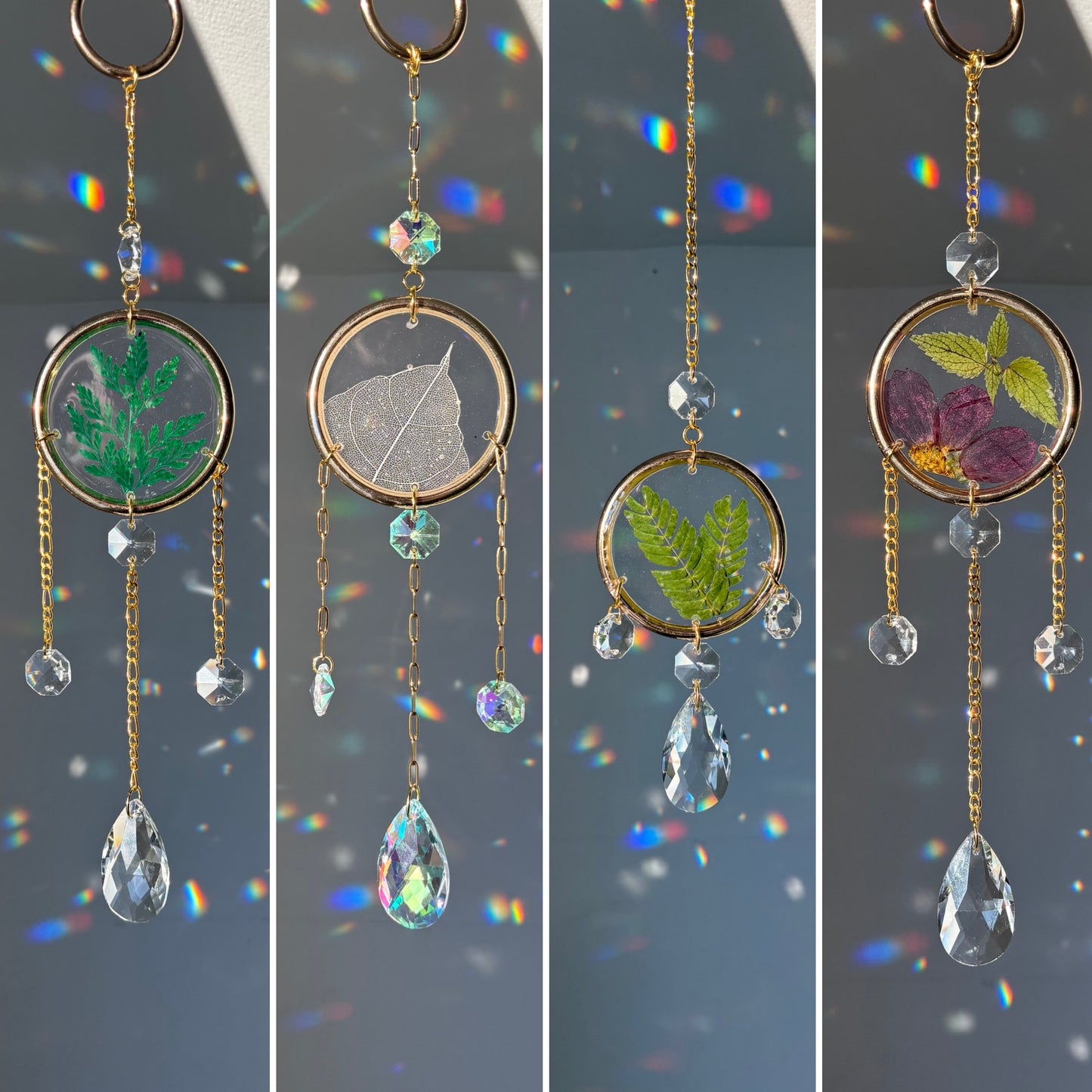 Golden resin flowers