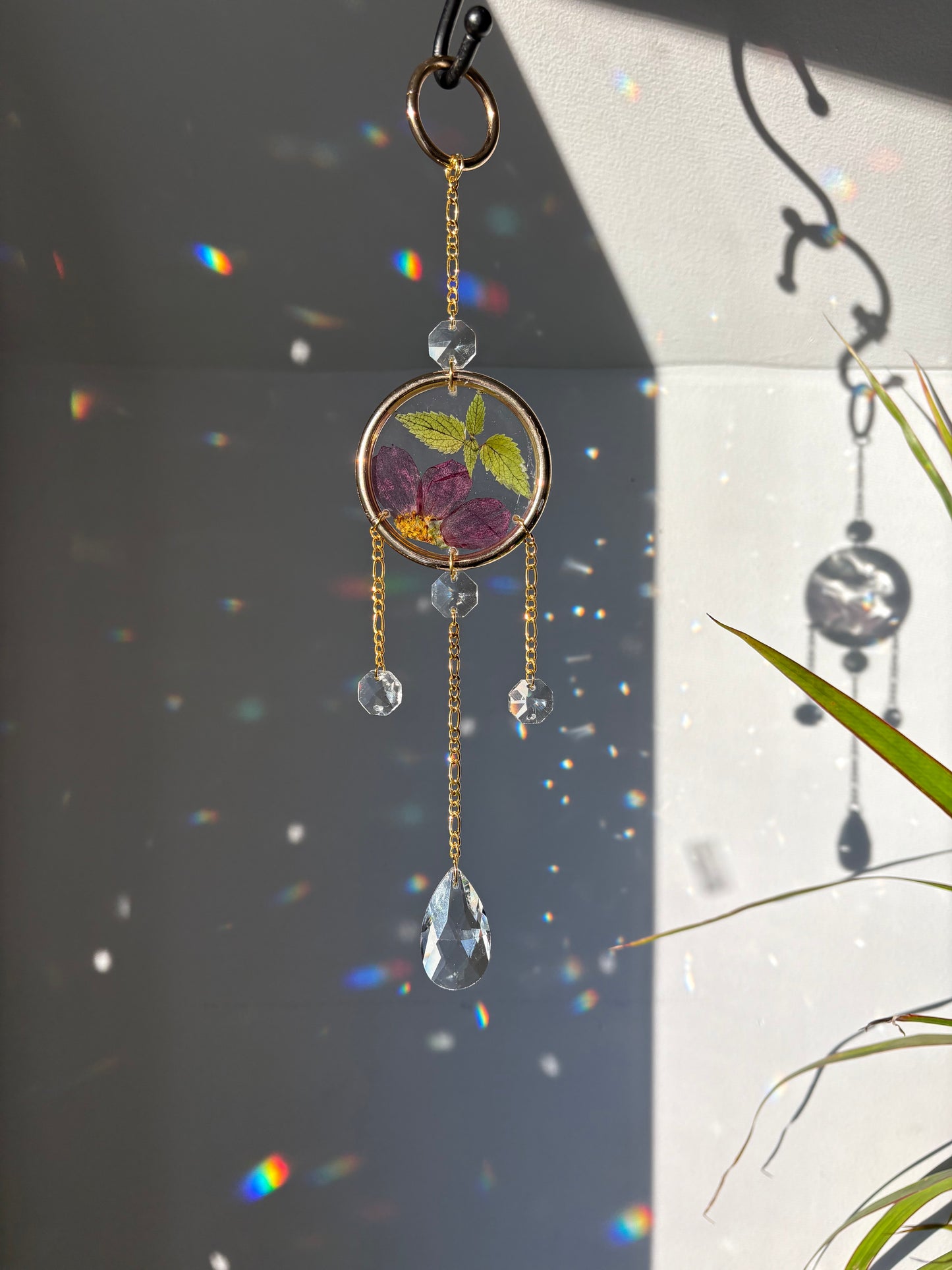 Golden resin flowers