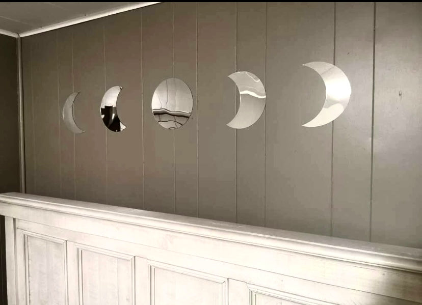 Mirror moon wall decal